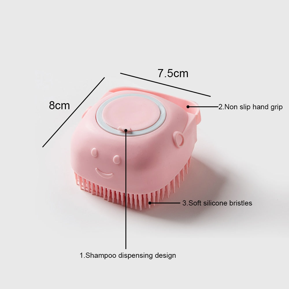 Pet Dog Shampoo Brush 2.7oz 80ml Cat Massage Comb Grooming Scrubber  for Bathing Short Hair Soft Silicone Rubber