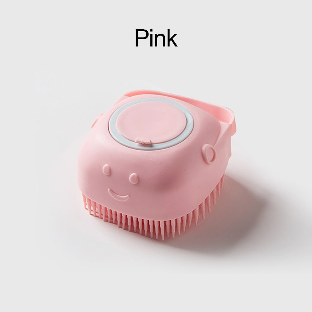 Pet Dog Shampoo Brush 2.7oz 80ml Cat Massage Comb Grooming Scrubber  for Bathing Short Hair Soft Silicone Rubber