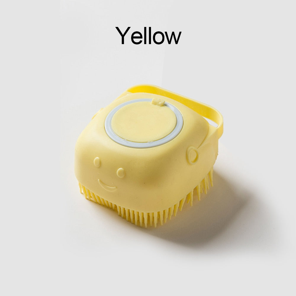 Pet Dog Shampoo Brush 2.7oz 80ml Cat Massage Comb Grooming Scrubber  for Bathing Short Hair Soft Silicone Rubber