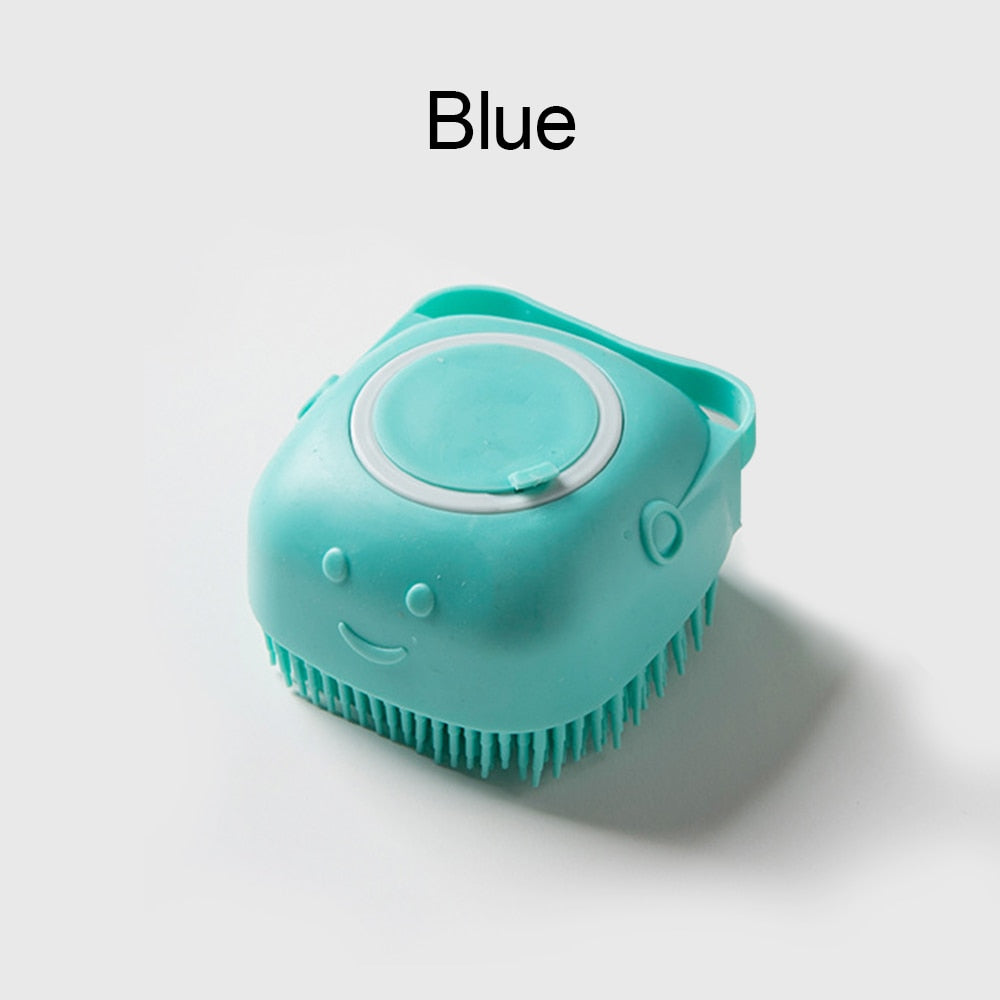 Pet Dog Shampoo Brush 2.7oz 80ml Cat Massage Comb Grooming Scrubber  for Bathing Short Hair Soft Silicone Rubber